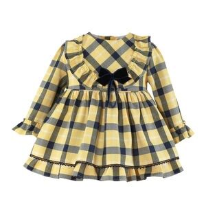 Yellow and Blue Plaid Kids Dress